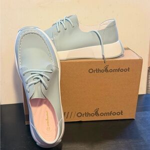 OrthoComfoot Light Blue Lace-Up Comfort Sneakers Mint Green